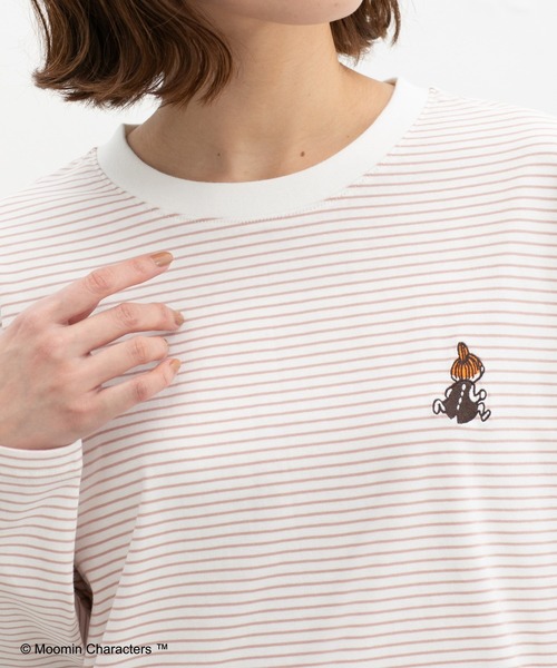 Honeys（ハニーズ）の「ムーミン／長袖Ｔシャツ（Tシャツ/カットソー・レディース・ブルー/サックスブルー/ホワイト×ピンク/オフホワイト/スミクロ/ホワイト×ネイビー・LL/L/S/M）」の4枚目の写真