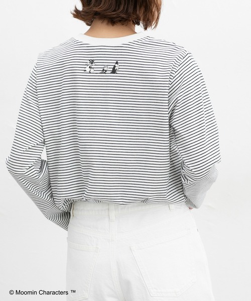 Honeys（ハニーズ）の「ムーミン／長袖Ｔシャツ（Tシャツ/カットソー・レディース・ブルー/サックスブルー/ホワイト×ピンク/オフホワイト/スミクロ/ホワイト×ネイビー・LL/L/S/M）」の10枚目の写真