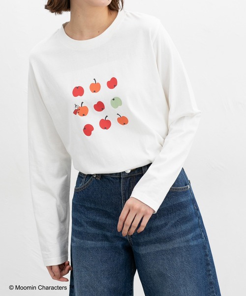 Honeys（ハニーズ）の「ムーミン／長袖Ｔシャツ（Tシャツ/カットソー・レディース・ブルー/サックスブルー/ホワイト×ピンク/オフホワイト/スミクロ/ホワイト×ネイビー・LL/L/S/M）」の15枚目の写真