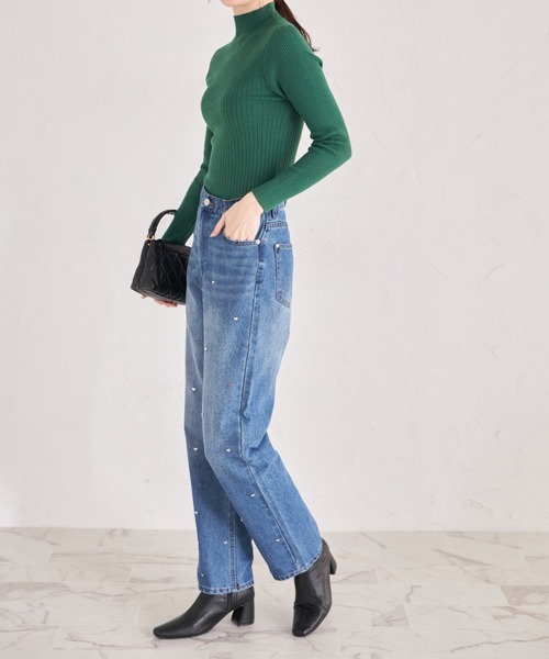 ハートスタッズデニムストレートパンツ（デニムパンツ）｜tocco closet（トッコ クローゼット）