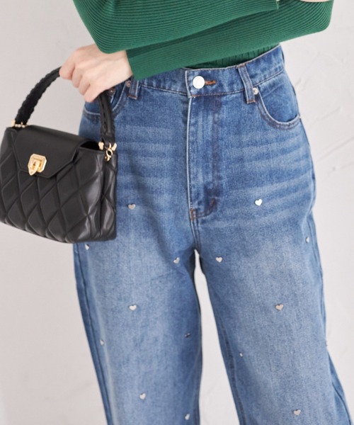 ハートスタッズデニムストレートパンツ（デニムパンツ）｜tocco closet（トッコ クローゼット）