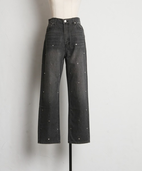 ハートスタッズデニムストレートパンツ（デニムパンツ）｜tocco closet（トッコ クローゼット）