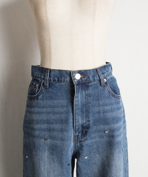ハートスタッズデニムストレートパンツ（デニムパンツ）｜tocco closet（トッコ クローゼット）