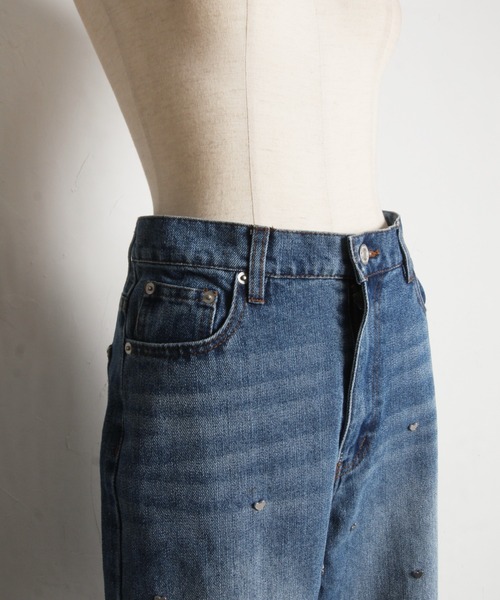 ハートスタッズデニムストレートパンツ（デニムパンツ）｜tocco closet（トッコ クローゼット）