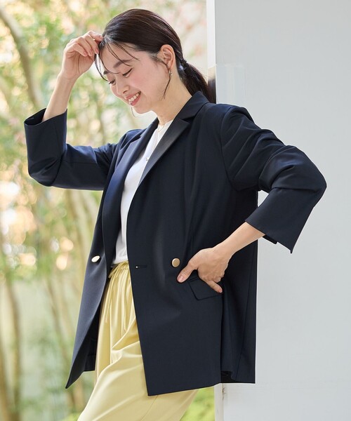 ANY(エニィ)の「【セットアップ着用可】イージーケアライトストレッチダブルジャケット(その他アウター・レディース・ライトグレー系/ネイビー系・2/3)」の20枚目の写真