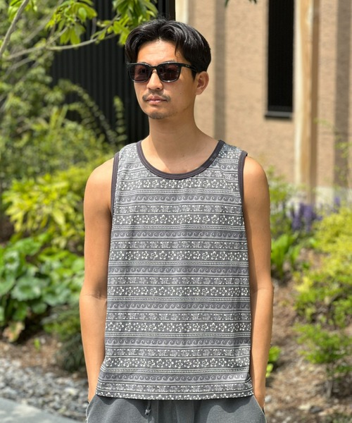 MAGIC NUMBER（マジック ナンバー）の「【MAGIC NUMBER】 FLOWER BORDER TANK フラワーボーダータンク（タンクトップ・メンズ・ブルー/ブラック・LARGE/MEDIUM/X-LARGE）」の2枚目の写真