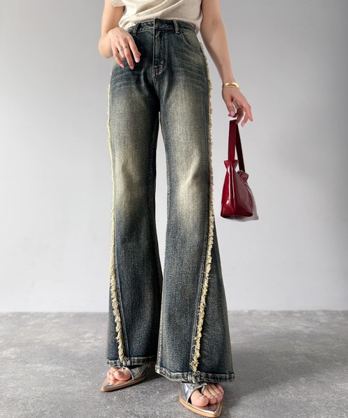 とらまる♡未着用♡完売品♡Cygne フレアデニムショートジャケット セール】【mily bilet】とにかく美脚！サイドフリンジ使いヴィンテージ