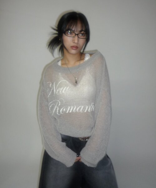 WHO'S WHO gallery（フーズフーギャラリー）の「NEW ROMANTICシアーニットトップス（ニット/セーター・レディース・サックスブルー/オフホワイト/ブラック/グレー・FREE）」の5枚目の写真