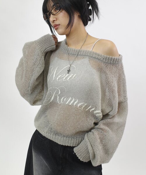WHO'S WHO gallery（フーズフーギャラリー）の「NEW ROMANTICシアーニットトップス（ニット/セーター・レディース・サックスブルー/オフホワイト/ブラック/グレー・FREE）」の7枚目の写真