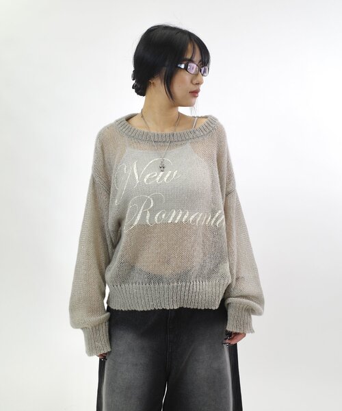 WHO'S WHO gallery（フーズフーギャラリー）の「NEW ROMANTICシアーニットトップス（ニット/セーター・レディース・サックスブルー/オフホワイト/ブラック/グレー・FREE）」の8枚目の写真