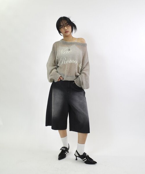 WHO'S WHO gallery（フーズフーギャラリー）の「NEW ROMANTICシアーニットトップス（ニット/セーター・レディース・サックスブルー/オフホワイト/ブラック/グレー・FREE）」の14枚目の写真