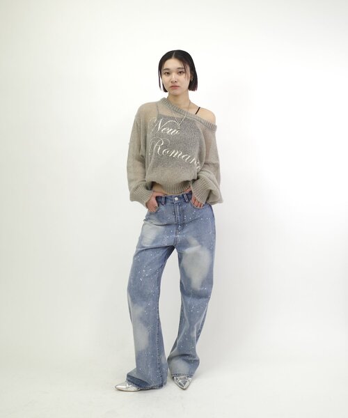 WHO'S WHO gallery（フーズフーギャラリー）の「NEW ROMANTICシアーニットトップス（ニット/セーター・レディース・サックスブルー/オフホワイト/ブラック/グレー・FREE）」の15枚目の写真