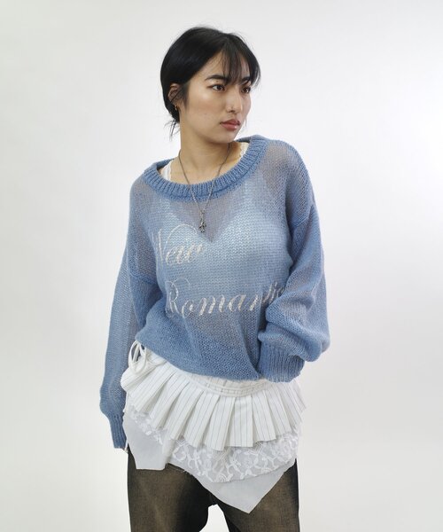WHO'S WHO gallery（フーズフーギャラリー）の「NEW ROMANTICシアーニットトップス（ニット/セーター・レディース・サックスブルー/オフホワイト/ブラック/グレー・FREE）」の17枚目の写真