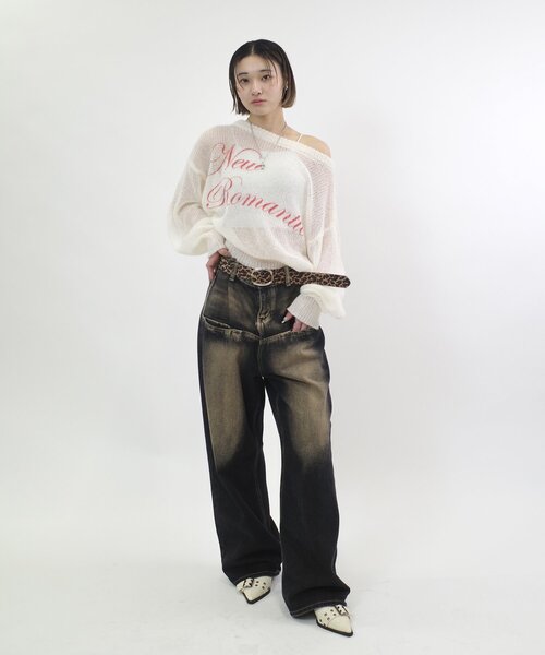 WHO'S WHO gallery（フーズフーギャラリー）の「NEW ROMANTICシアーニットトップス（ニット/セーター・レディース・サックスブルー/オフホワイト/ブラック/グレー・FREE）」の20枚目の写真