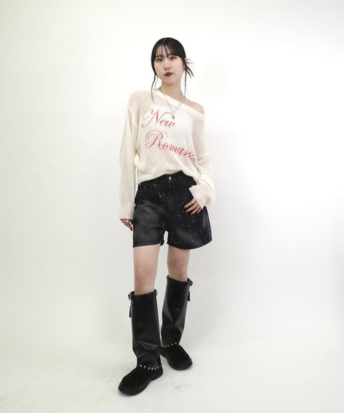 WHO'S WHO gallery（フーズフーギャラリー）の「NEW ROMANTICシアーニットトップス（ニット/セーター・レディース・サックスブルー/オフホワイト/ブラック/グレー・FREE）」の21枚目の写真