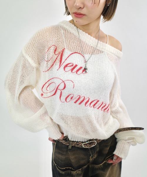 WHO'S WHO gallery（フーズフーギャラリー）の「NEW ROMANTICシアーニットトップス（ニット/セーター・レディース・サックスブルー/オフホワイト/ブラック/グレー・FREE）」の3枚目の写真