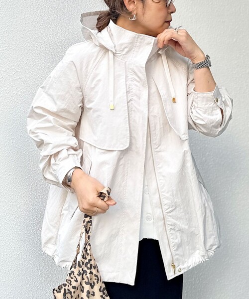 NOLLEY’S(ノーリーズ)の「ミニリップストップミドルコート(その他アウター・レディース・オフホワイト/ライトグリーン/チャコールグレー・38)」の2枚目の写真