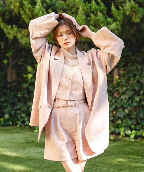 セール】design tweed over jacket / デザインツイードオーバー