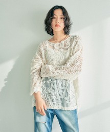 LEPSIM | ニュアンス柄レーシー長袖プルオーバー 242889(Tシャツ/カットソー)