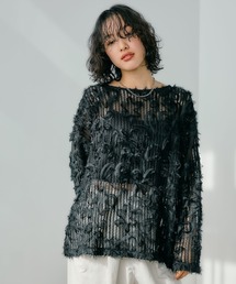LEPSIM | ニュアンス柄レーシー長袖プルオーバー　242889(Tシャツ/カットソー)