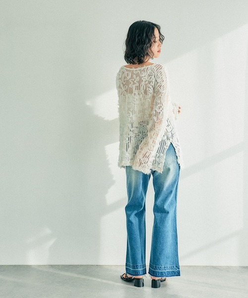 LEPSIM(レプシィム)の「ニュアンス柄レーシー長袖プルオーバー 242889(Tシャツ/カットソー・レディース・ブラック/オフホワイト/ベージュ/ボルドー・FREE)」の10枚目の写真