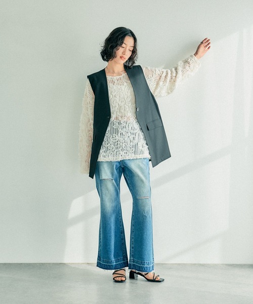 LEPSIM（レプシィム）の「ニュアンス柄レーシー長袖プルオーバー