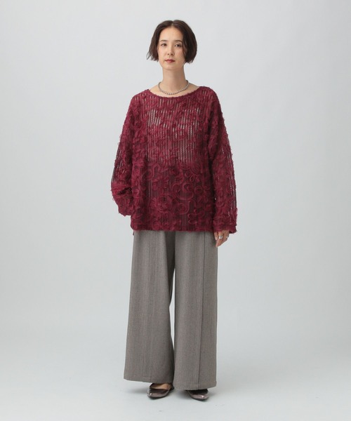 ニュアンス柄レーシー長袖プルオーバー 242889（Tシャツ