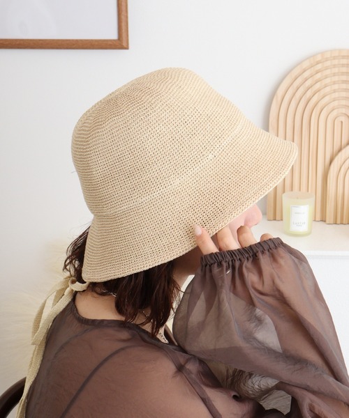 Sense of Grace(センスオブグレース)の「ペーパーサーモ 紐付きチューリップハット(ハット・レディース・ナチュラル/ラベンダー/ブラック・FREE)」の1枚目の写真