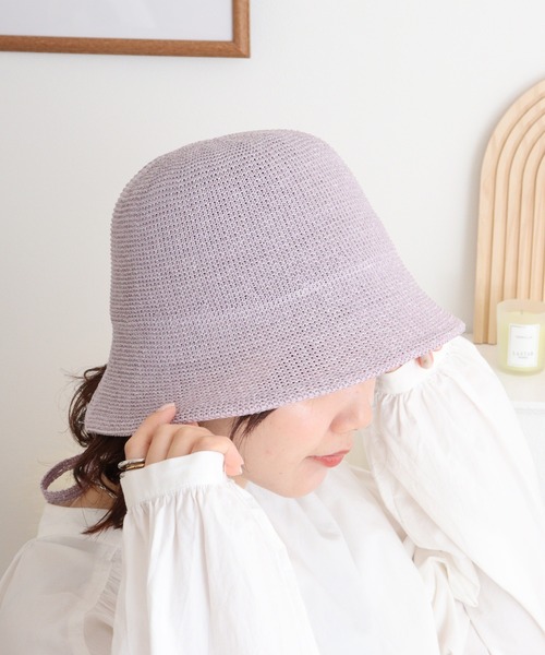 Sense of Grace(センスオブグレース)の「ペーパーサーモ 紐付きチューリップハット(ハット・レディース・ナチュラル/ラベンダー/ブラック・FREE)」の16枚目の写真