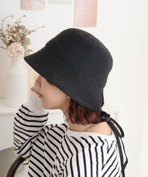 Sense of Grace(センスオブグレース)の「ペーパーサーモ 紐付きチューリップハット(ハット・レディース・ナチュラル/ラベンダー/ブラック・FREE)」の4枚目の写真