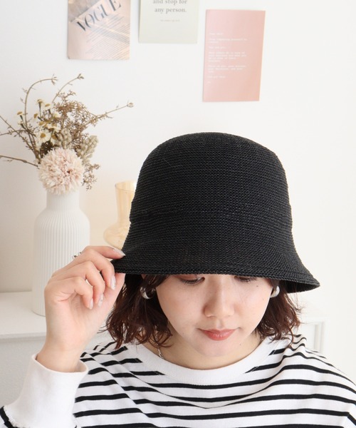 Sense of Grace(センスオブグレース)の「ペーパーサーモ 紐付きチューリップハット(ハット・レディース・ナチュラル/ラベンダー/ブラック・FREE)」の6枚目の写真
