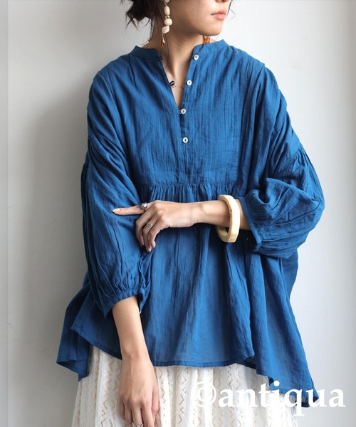antiqua(アンティカ)の「シアーシャツ(シャツ/ブラウス・レディース・ブラック/ブルー/パープル/ライム・ONESIZE)」の3枚目の写真
