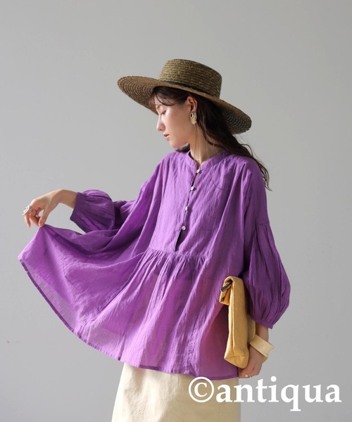 antiqua(アンティカ)の「シアーシャツ(シャツ/ブラウス・レディース・ブラック/ブルー/パープル/ライム・ONESIZE)」の18枚目の写真