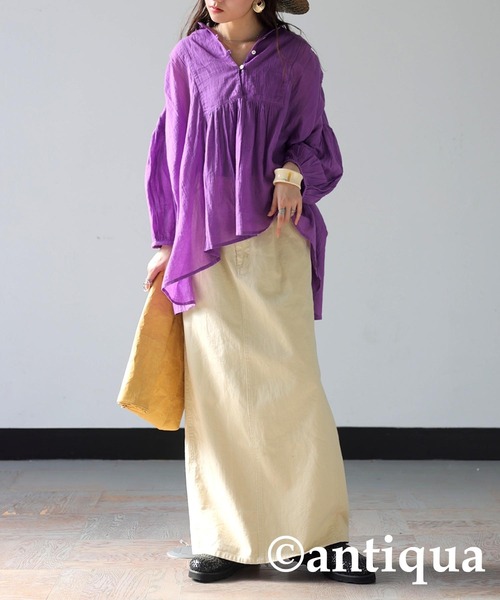 antiqua(アンティカ)の「シアーシャツ(シャツ/ブラウス・レディース・ブラック/ブルー/パープル/ライム・ONESIZE)」の19枚目の写真