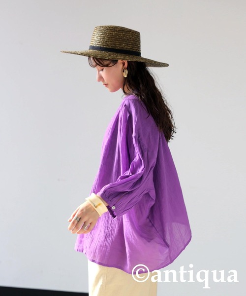 antiqua(アンティカ)の「シアーシャツ(シャツ/ブラウス・レディース・ブラック/ブルー/パープル/ライム・ONESIZE)」の20枚目の写真