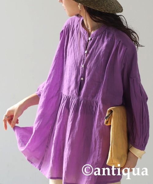 antiqua(アンティカ)の「シアーシャツ(シャツ/ブラウス・レディース・ブラック/ブルー/パープル/ライム・ONESIZE)」の21枚目の写真