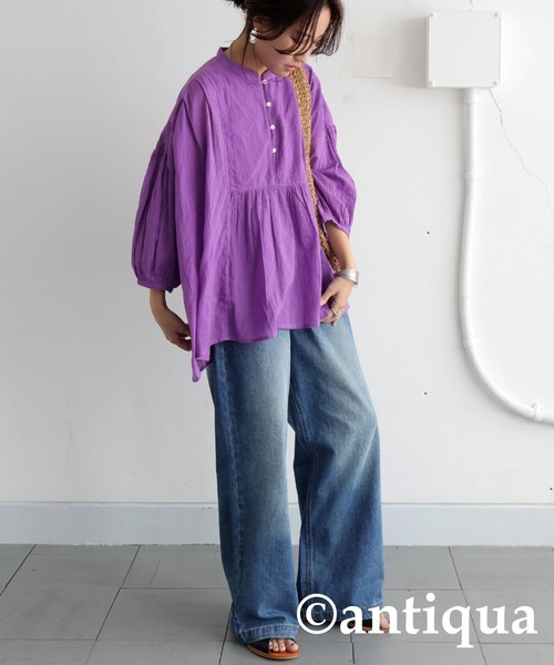 antiqua(アンティカ)の「シアーシャツ(シャツ/ブラウス・レディース・ブラック/ブルー/パープル/ライム・ONESIZE)」の22枚目の写真