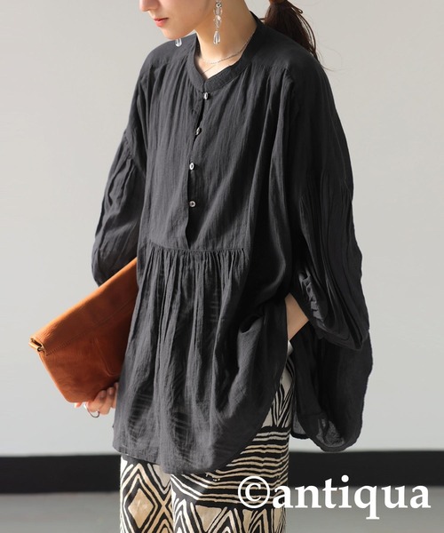 antiqua(アンティカ)の「シアーシャツ(シャツ/ブラウス・レディース・ブラック/ブルー/パープル/ライム・ONESIZE)」の6枚目の写真
