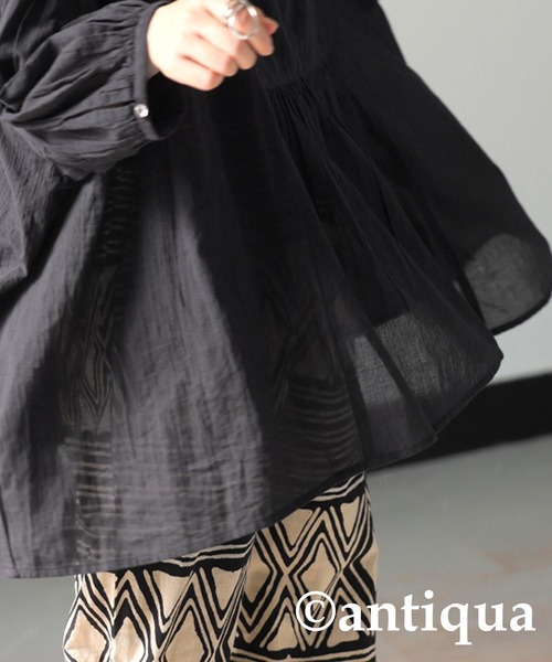 antiqua(アンティカ)の「シアーシャツ(シャツ/ブラウス・レディース・ブラック/ブルー/パープル/ライム・ONESIZE)」の7枚目の写真