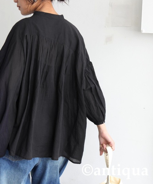 antiqua(アンティカ)の「シアーシャツ(シャツ/ブラウス・レディース・ブラック/ブルー/パープル/ライム・ONESIZE)」の8枚目の写真
