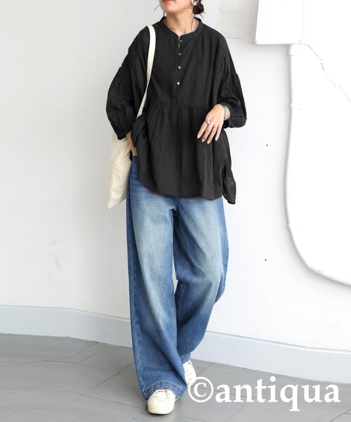 antiqua(アンティカ)の「シアーシャツ(シャツ/ブラウス・レディース・ブラック/ブルー/パープル/ライム・ONESIZE)」の9枚目の写真