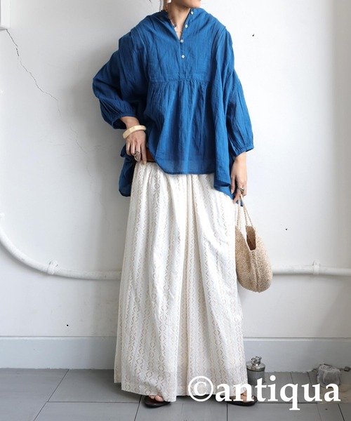 antiqua(アンティカ)の「シアーシャツ(シャツ/ブラウス・レディース・ブラック/ブルー/パープル/ライム・ONESIZE)」の14枚目の写真
