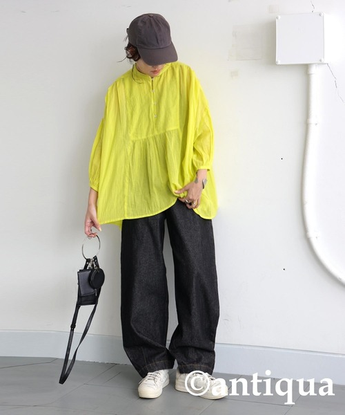 antiqua(アンティカ)の「シアーシャツ(シャツ/ブラウス・レディース・ブラック/ブルー/パープル/ライム・ONESIZE)」の10枚目の写真