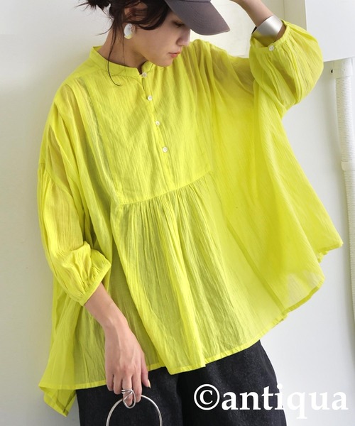 antiqua(アンティカ)の「シアーシャツ(シャツ/ブラウス・レディース・ブラック/ブルー/パープル/ライム・ONESIZE)」の11枚目の写真