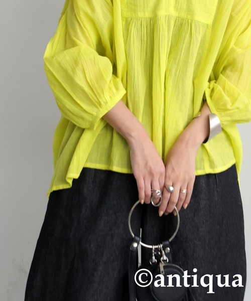 antiqua(アンティカ)の「シアーシャツ(シャツ/ブラウス・レディース・ブラック/ブルー/パープル/ライム・ONESIZE)」の12枚目の写真