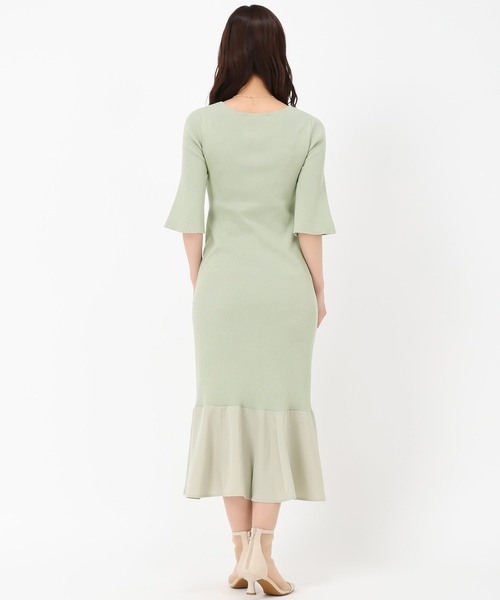 セール】2025春夏新作 フロント釦フレアスリーブニットワンピ