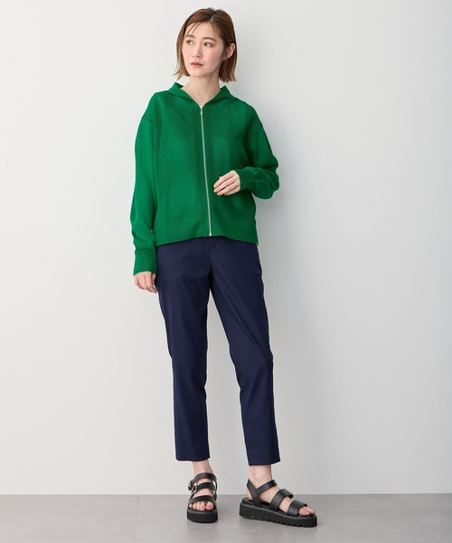 Petit Honfleur(プチオンフルール)の「ニットパーカー(カーディガン/ボレロ・レディース・グリーン/ネイビー/ベージュ・L/M)」の7枚目の写真