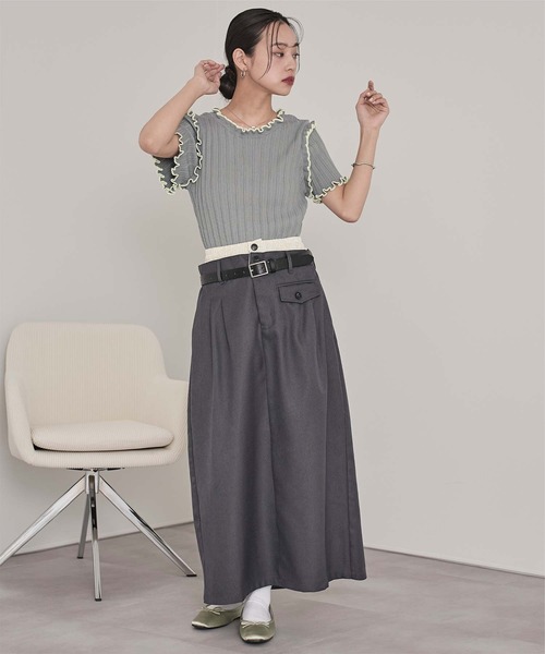 miette(ミエット)の「配色ラインランダムリブトップス(ニット/セーター・レディース・ブラウン/ライトベージュ/ブラック/オフホワイト/グレー・FREE)」の22枚目の写真