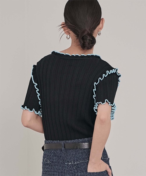 miette(ミエット)の「配色ラインランダムリブトップス(ニット/セーター・レディース・ブラウン/ライトベージュ/ブラック/オフホワイト/グレー・FREE)」の18枚目の写真