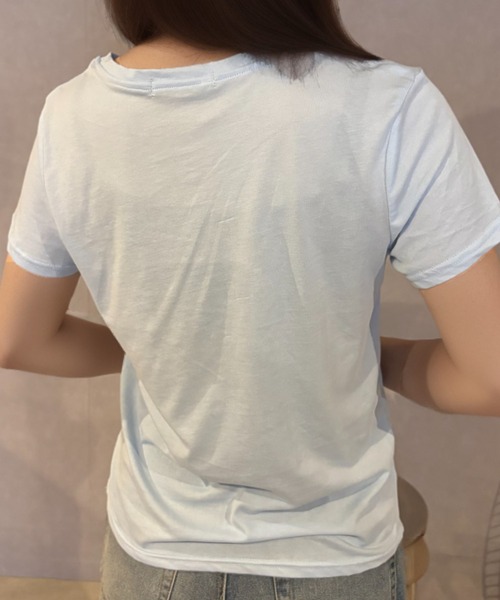 Girly Doll(ガーリードール)の「ベーシックカラーTシャツ(Tシャツ/カットソー・レディース・ブルー/ライトブルー/ライトグリーン/グリーン・F)」の8枚目の写真